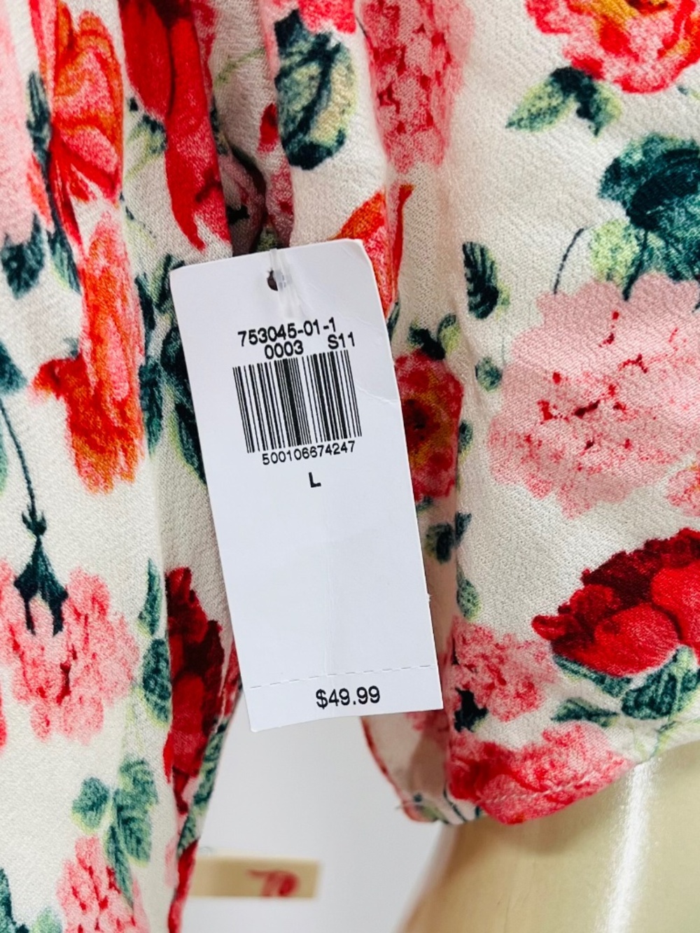 Old Navy NWT Short Sleeve Floral Midi Dress L V-Neck Puff Roses Lightweight Vaca - Picture 5 of 15